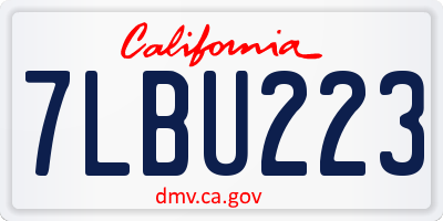 CA license plate 7LBU223