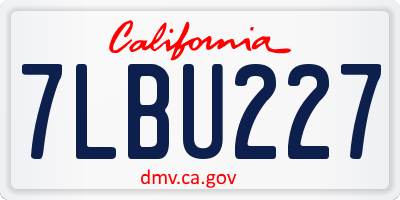 CA license plate 7LBU227