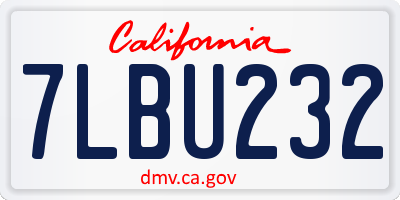 CA license plate 7LBU232