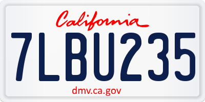 CA license plate 7LBU235