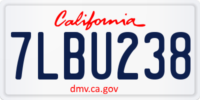 CA license plate 7LBU238