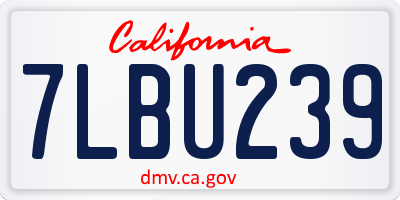 CA license plate 7LBU239