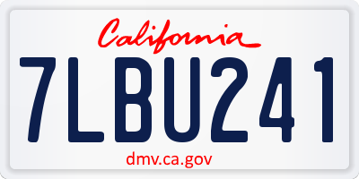 CA license plate 7LBU241