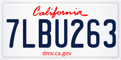 CA license plate 7LBU263