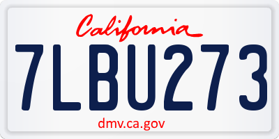 CA license plate 7LBU273
