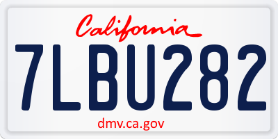 CA license plate 7LBU282