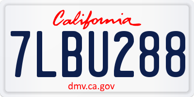 CA license plate 7LBU288