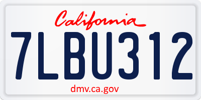 CA license plate 7LBU312