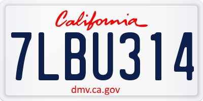 CA license plate 7LBU314