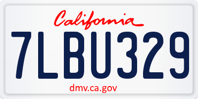 CA license plate 7LBU329
