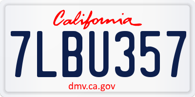 CA license plate 7LBU357
