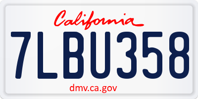 CA license plate 7LBU358