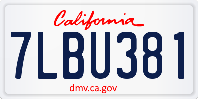 CA license plate 7LBU381