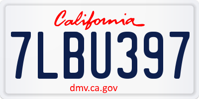 CA license plate 7LBU397