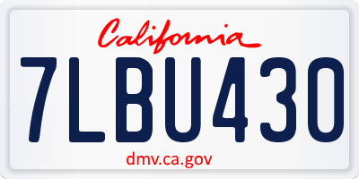 CA license plate 7LBU430