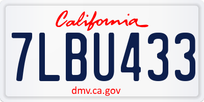 CA license plate 7LBU433
