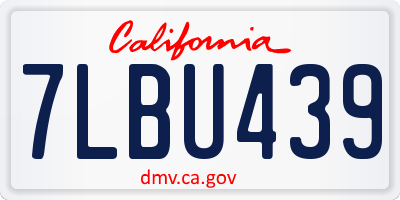 CA license plate 7LBU439