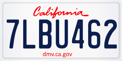 CA license plate 7LBU462