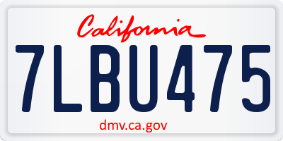 CA license plate 7LBU475