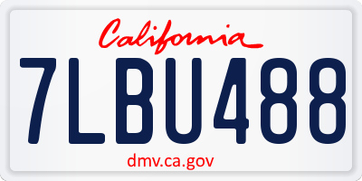 CA license plate 7LBU488