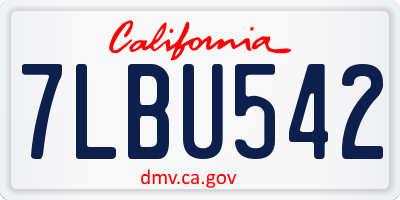 CA license plate 7LBU542