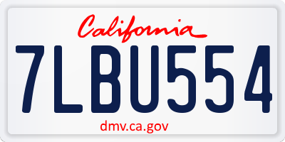 CA license plate 7LBU554