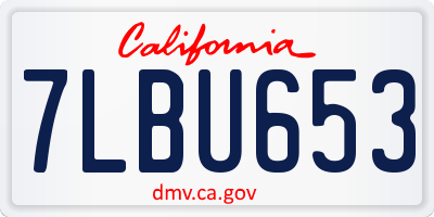 CA license plate 7LBU653