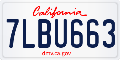 CA license plate 7LBU663