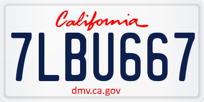 CA license plate 7LBU667