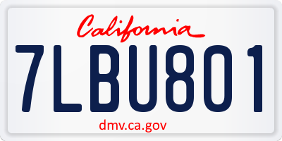 CA license plate 7LBU801