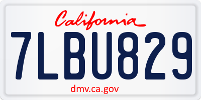 CA license plate 7LBU829
