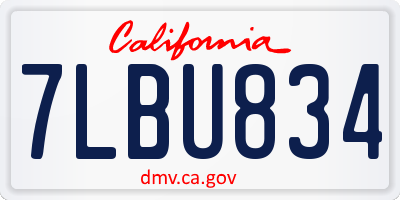 CA license plate 7LBU834