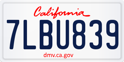 CA license plate 7LBU839