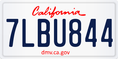 CA license plate 7LBU844