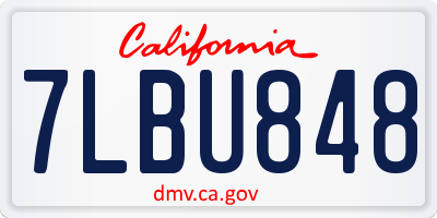 CA license plate 7LBU848