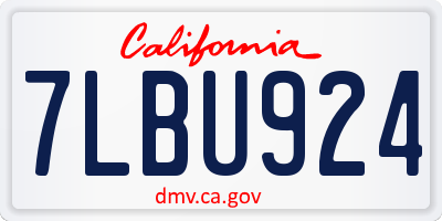 CA license plate 7LBU924