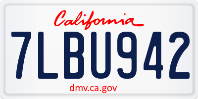 CA license plate 7LBU942