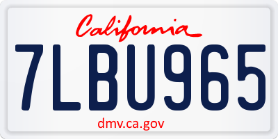 CA license plate 7LBU965