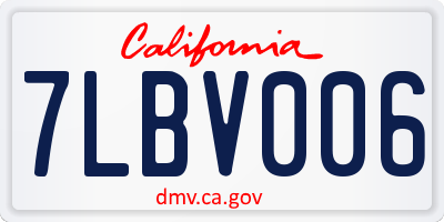 CA license plate 7LBV006