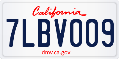 CA license plate 7LBV009