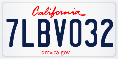 CA license plate 7LBV032
