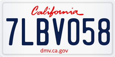 CA license plate 7LBV058