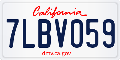 CA license plate 7LBV059
