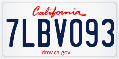 CA license plate 7LBV093