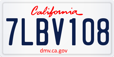 CA license plate 7LBV108