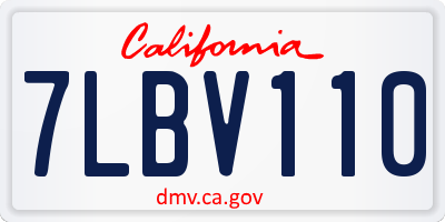 CA license plate 7LBV110