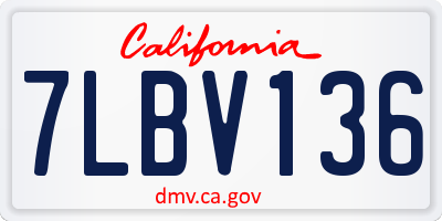 CA license plate 7LBV136