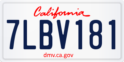 CA license plate 7LBV181