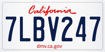 CA license plate 7LBV247