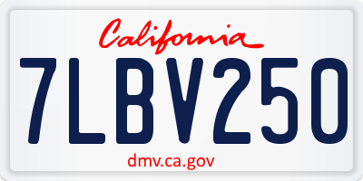 CA license plate 7LBV250